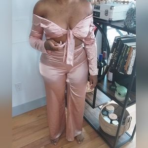 Satin "blush" pant set